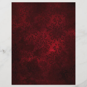 Papier Ephémère à motif de scrapbook vintage rouge Damask