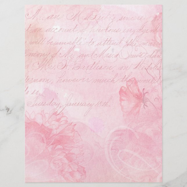 Papier Ephémère de scrapbook de lettres florales rose pâl (Devant)