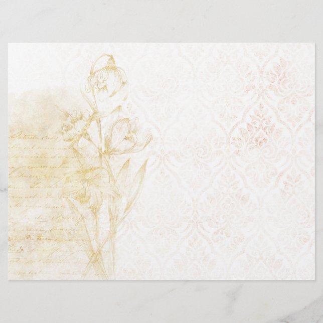 Papier Éphémère de scrapbooking délicat en or floral et d (Devant)