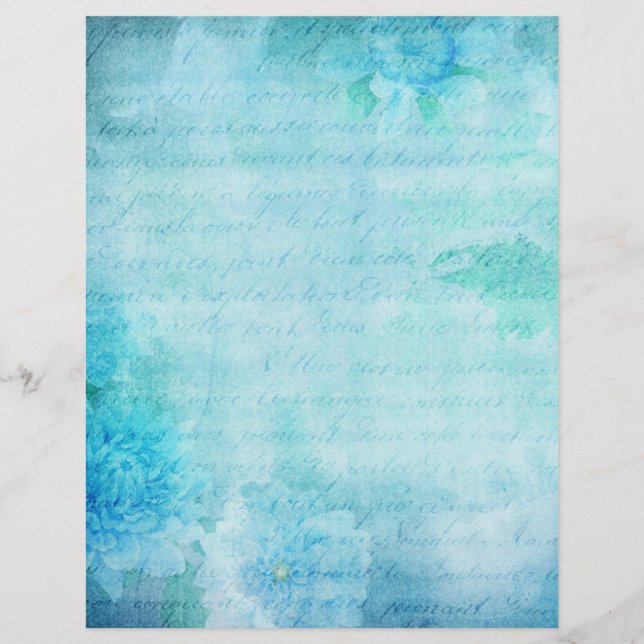 Papier Ephémère du scrapbook Floral Bleu (Devant)