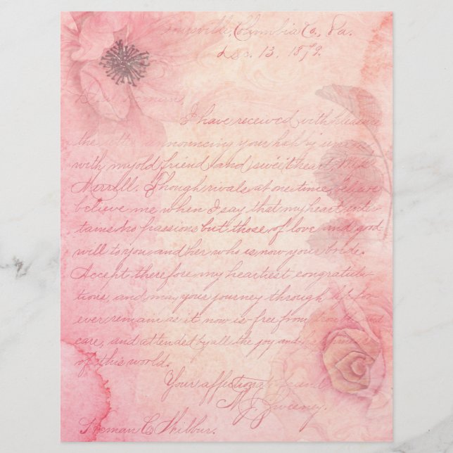 Papier Ephémère Shabby Rose Floral (Devant)