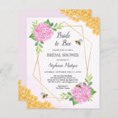 Papier Épouse à être rose Hydrangea Fête des mariées Invi (Devant / Derrière)