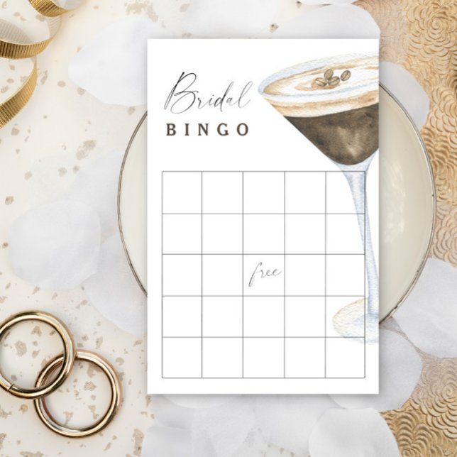 Papier Espresso Martini jeu de bingo de douche nuptiale (Créateur téléchargé)