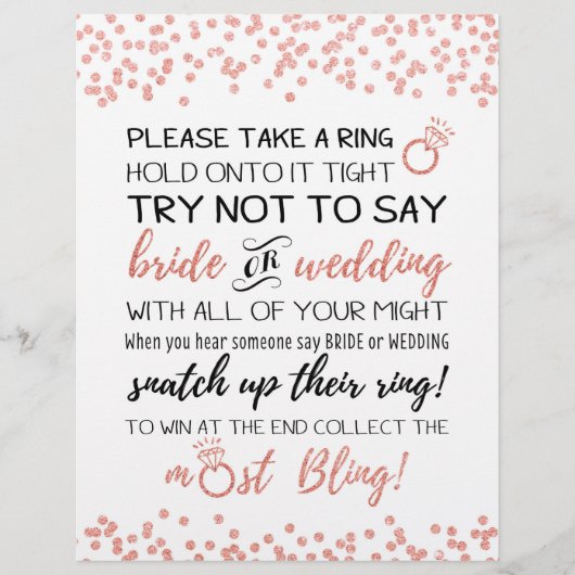 Papier Essayez de ne pas dire signe de jeu nuptiale (Devant)