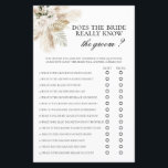 Papier Est-ce que la mariée connaît vraiment le marié ?<br><div class="desc">Boho La mariée connaît-elle vraiment le marié? carte de jeu de douche nuptiale</div>
