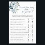 Papier Est-ce que la mariée connaît vraiment le marié ?<br><div class="desc">Foral La mariée connaît-elle vraiment le marié? carte de jeu de douche nuptiale</div>