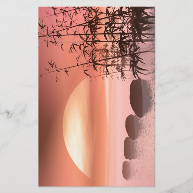 Papier Étapes vers le coucher du soleil rouge (Devant)