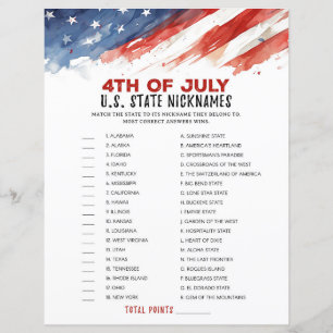 Papier État Surnom 4 juillet partie