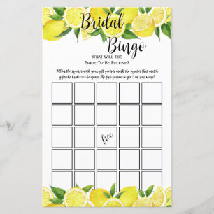 Papier Été Citron Citrus Fête des mariées Bingo Party Jeu