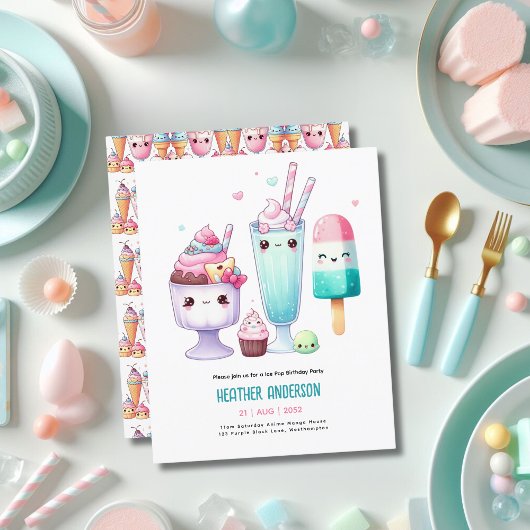 Papier Été Ice Pop Popsicle Crème de glace Anniversaire E