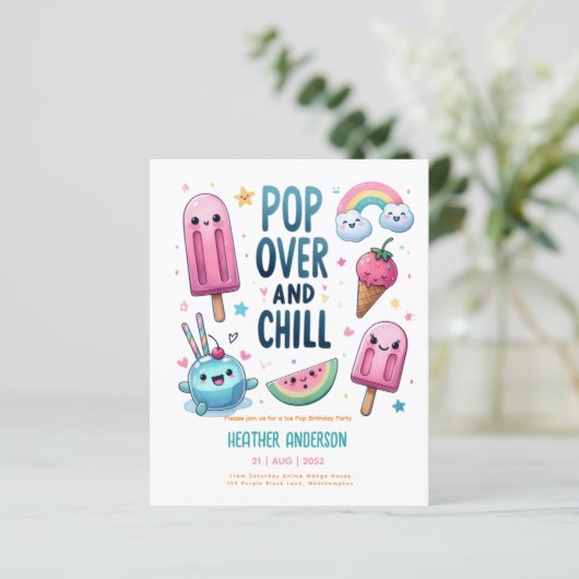 Papier Été Ice Pop Popsicle Crème de glace Anniversaire E (Debout devant)