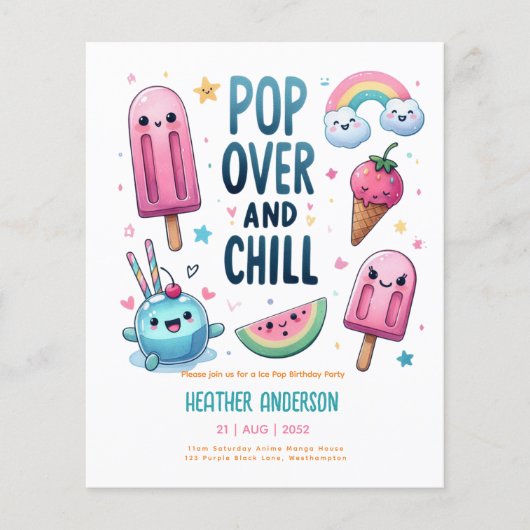 Papier Été Ice Pop Popsicle Crème de glace Anniversaire E (Devant)