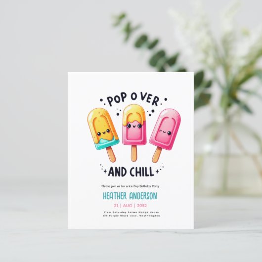 Papier Été Ice Pop Popsicle Crème de glace Anniversaire E (Debout devant)