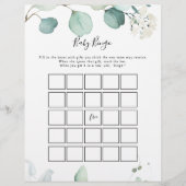 Papier Été Vert Eucalyptus Baby Bingo Douche Jeu (Devant)