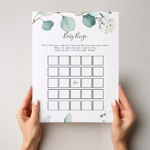 Papier Été Vert Eucalyptus Baby Bingo Douche Jeu