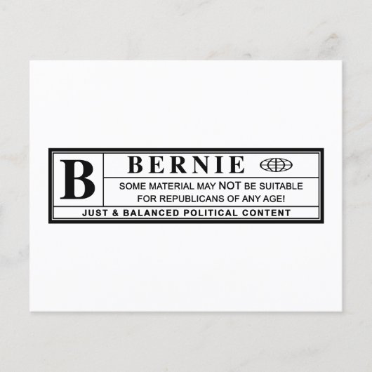Papier Étiquette d'avertissement Bernie Sanders (Devant)