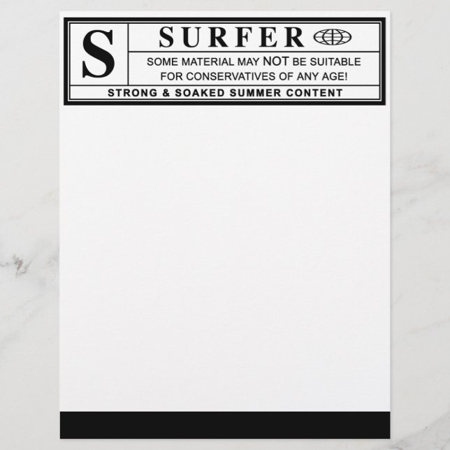 Papier étiquette d'avertissement de surfer (Devant)