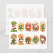 Papier Étiquettes de cadeau de créatures de Noël mignonne (Devant / Derrière)