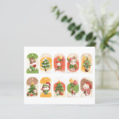 Papier Étiquettes de cadeau de créatures de Noël mignonne (Debout devant)