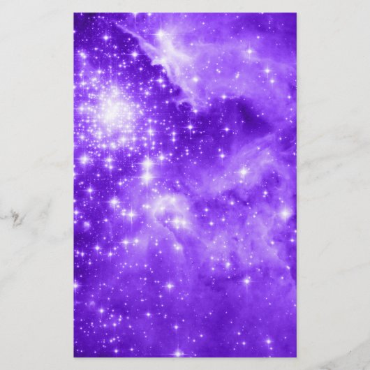 Papier Étoiles blanches brillantes et violettes violettes (Devant)