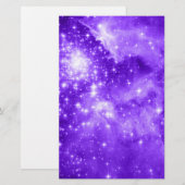 Papier Étoiles blanches brillantes et violettes violettes (Devant / Derrière)