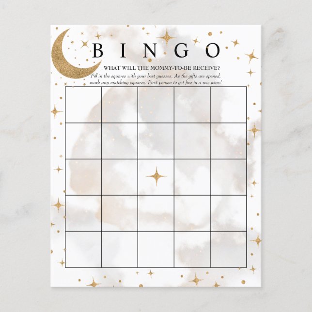 Papier Étoiles de lune | Bingo | Jeux Baby showers (Devant)