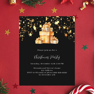Papier Étoiles d'or noir cadeaux invitation à la fête de