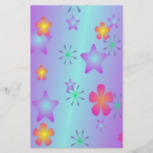 Papier Étoiles Et Fleurs