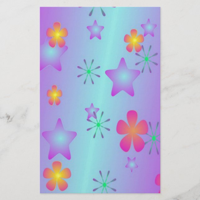 Papier Étoiles Et Fleurs (Devant)