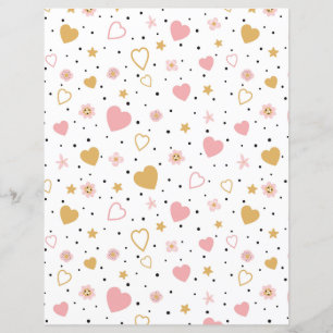 Papier Étoiles, Fleurs, Coeurs et Pois