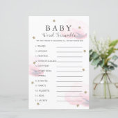 Papier Étoiles & Nuages Mot Scramble Baby shower Jeu rose (Debout devant)