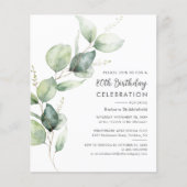 Papier Eucalyptus 80e anniversaire de fête Invitation (Devant)