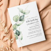 Papier Eucalyptus 80e anniversaire de fête Invitation