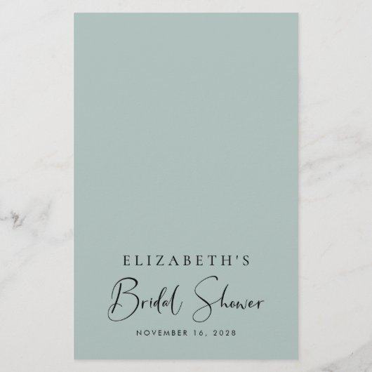 Papier Eucalyptus Aquarelle Bridal Bingo jeu de douche (Dos)