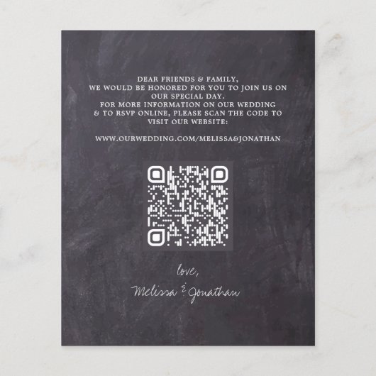 Papier Eucalyptus Ardoise QR Code Mariage Enregistrer La  (Dos)