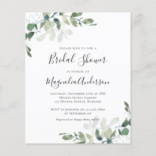 PAPIER Eucalyptus Bridal Shower Flyer (Voorkant)
