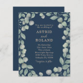 Papier Eucalyptus Budget Aquarelle Bleu & Vert Mariage (Devant / Derrière)