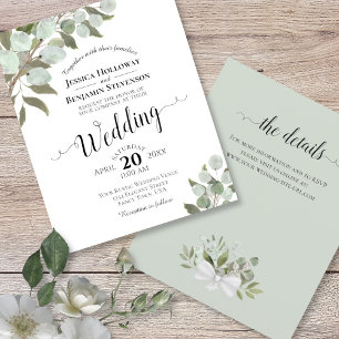 Papier Eucalyptus BUDGET Faire-part de mariage avec détai