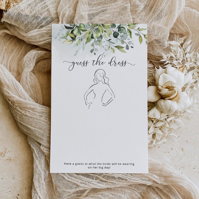 Papier Eucalyptus Devinez la robe jeu de douche nuptiale (Créateur téléchargé)