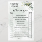 Papier Eucalyptus Devinez qui jeu de baby shower bilingue (Dos)