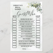 Papier Eucalyptus Devinez qui jeu de baby shower bilingue (Devant)