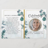 Papier Eucalyptus Elegant Celebration of Life Program (Devant)