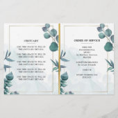 Papier Eucalyptus Elegant Celebration of Life Program (Dos)