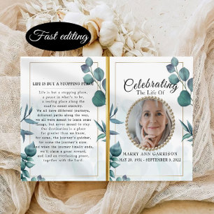 Papier Eucalyptus Elegant Celebration of Life Program