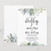 Papier Eucalyptus Faire-part de mariage Budget Vert (Devant / Derrière)