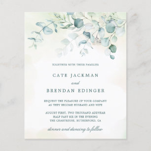 Papier Eucalyptus Faire-part de mariage Budget Vert