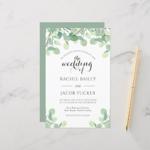 Papier Eucalyptus Faire-part de mariage Budget Vert