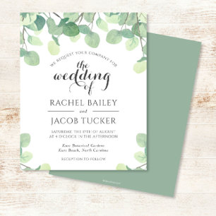 Papier Eucalyptus Faire-part de mariage Budget Vert
