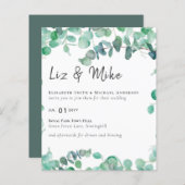 Papier Eucalyptus Faire-part de mariage Budget Vert Feuil (Devant / Derrière)
