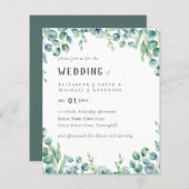 Papier Eucalyptus Faire-part de mariage Budget Vert Feuil (Devant / Derrière)